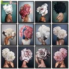 Абстрактная Картина на холсте с изображением пиона и цветов для девочек, скандинавский постер, настенные картины для гостиной, домашний декор без рамки