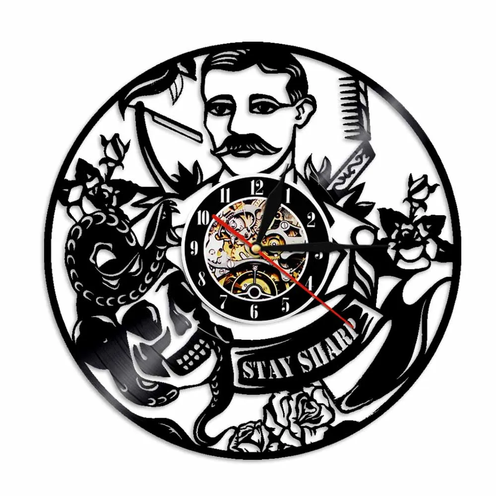 Парикмахер силуэт настенные часы Baber магазин ручной работы художественные Декор