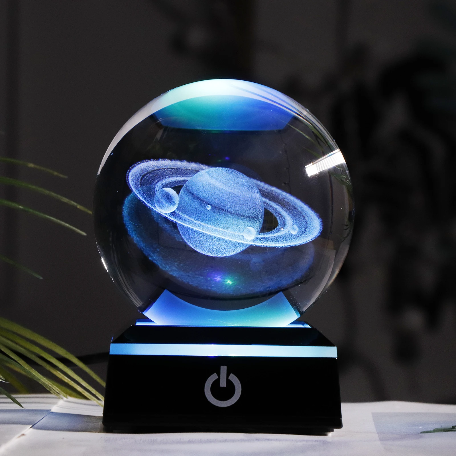 

New 80mm K9 Crystal Solar System Planet Globe 3D Laser Engraved Sun System Ball with Touch Switch LED Light Base Astronomy Gifts