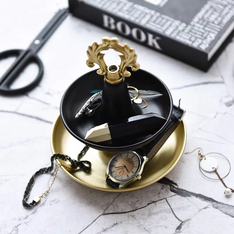 Nordic 2-layer Metal Storage Tray Jewelry Display Plate Gold Necklace Ring Earrings Cosmetic Trays Porch Organizer | Дом и сад