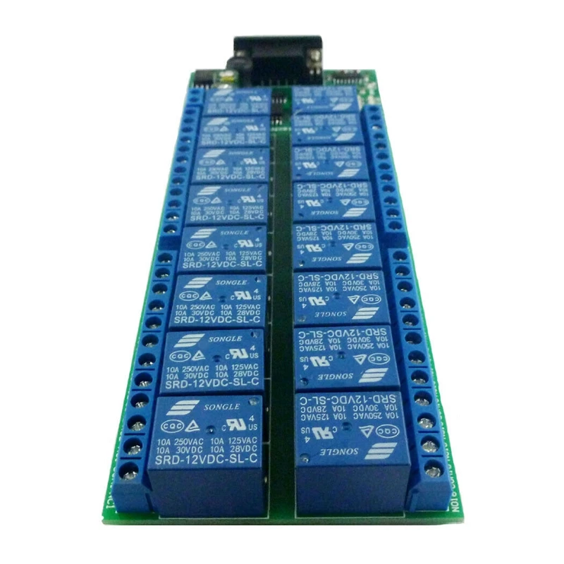 

16-Channel 12V RS232 Serial Port DB9 Relay Board UART Smart Switch Module LED Motor
