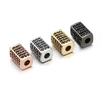 new copper metal micro pave cubic zirconia cuboid tube shape charms beads spacer beads for bracelet jewelry making accessories