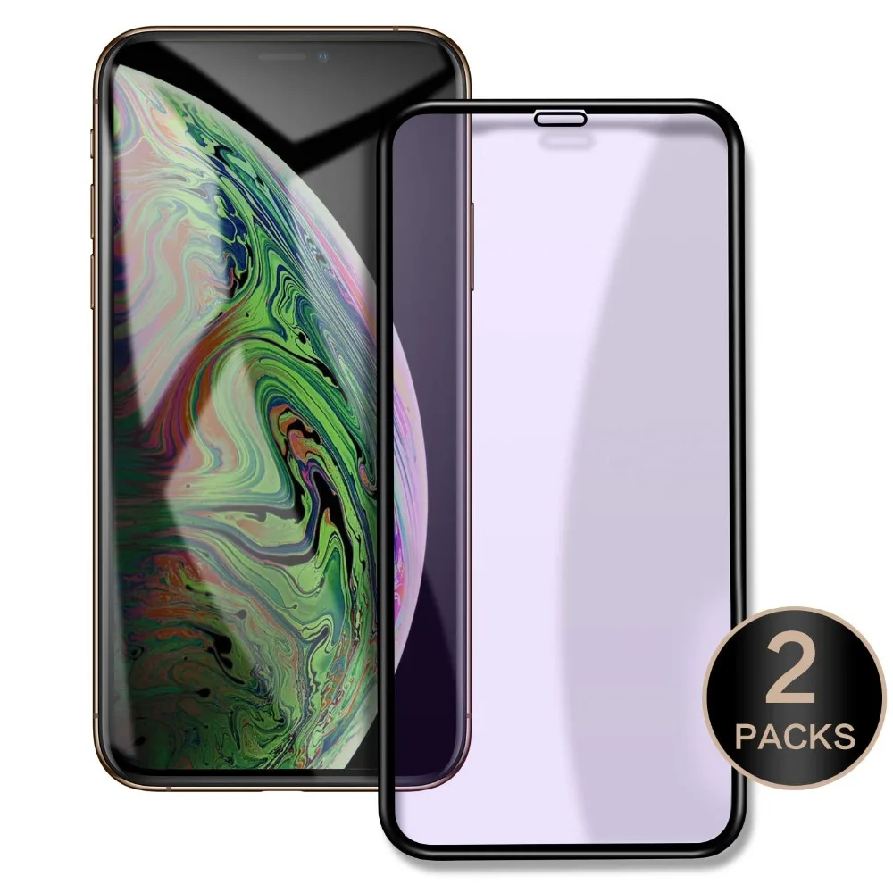 [2 шт] протектор экрана из закаленного стекла для iPhone Xs Max XR 8 8 Plus анти-синий луч 3D изогнутая поверхность стеклянная пленка 3D Touch
