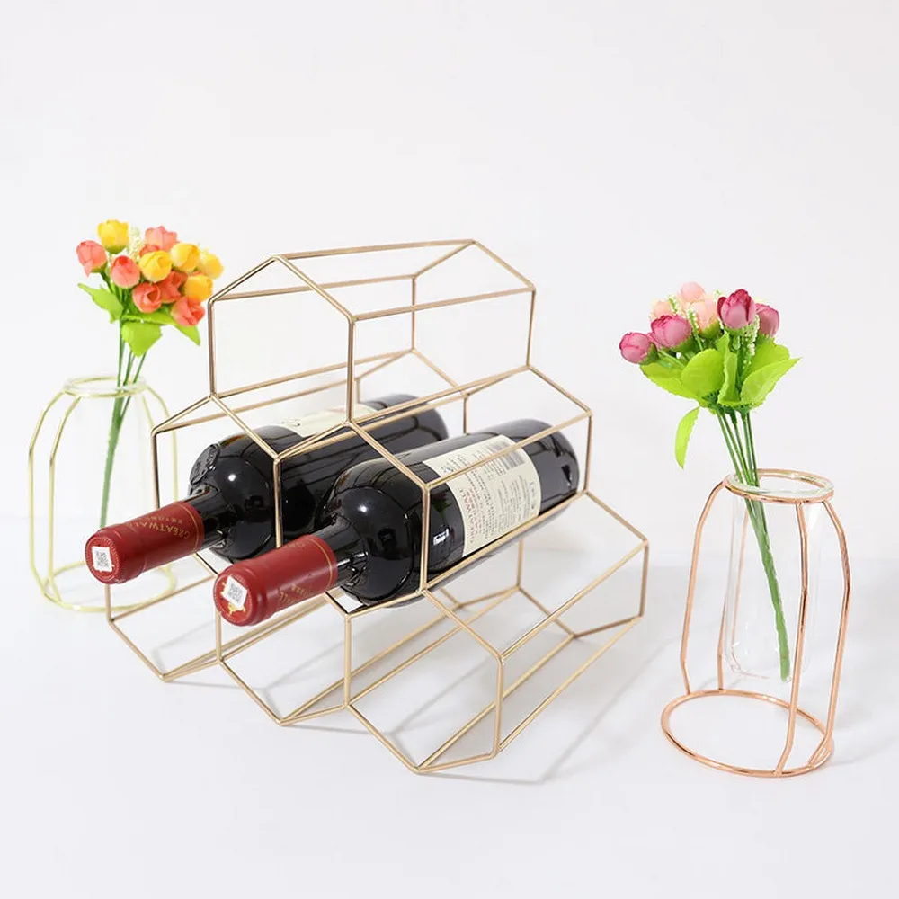 Креативная Геометрическая Винная стойка металлическая простая Бытовая для