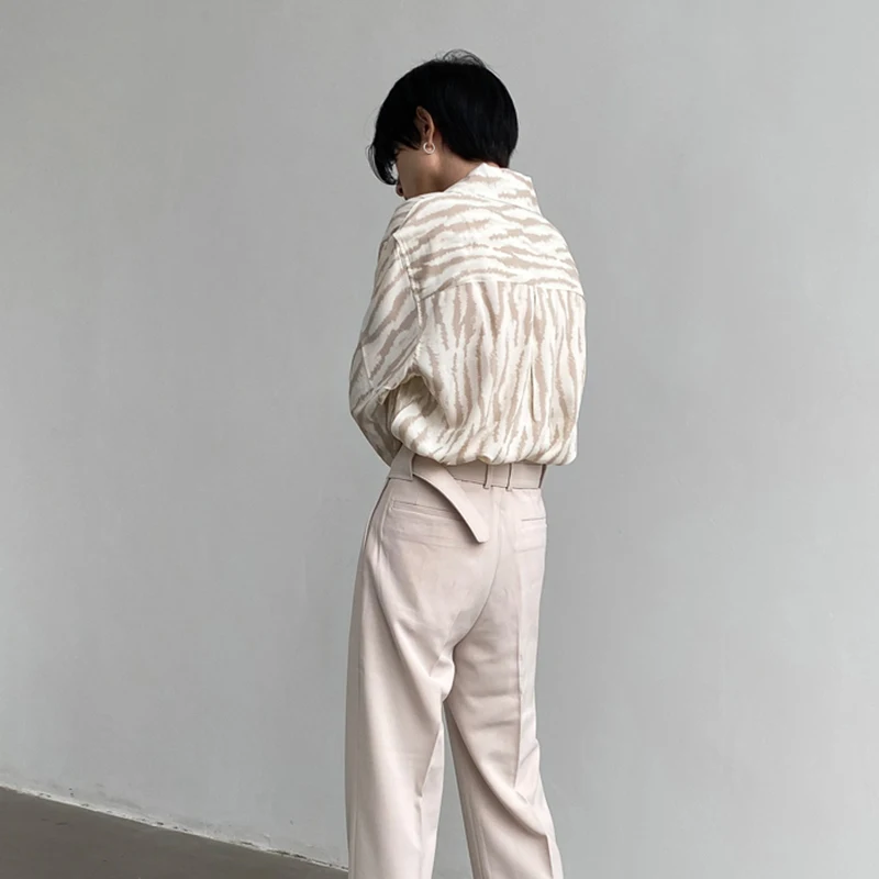 

XITAO Striped Blouse Fashion New Minority Elegant Single Breast 2021 Summer Goddess Fan Casual Style Striped Shirt LDD1740