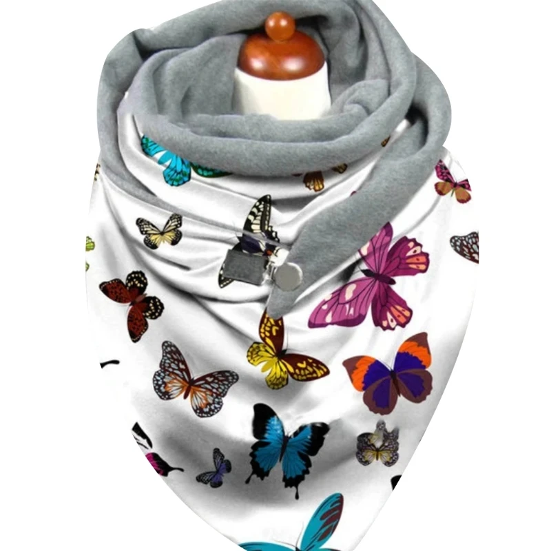 

Winter Thick Warm Oversized Triangle Scarf with Clip Colorful Leoaprd Shawl Wrap