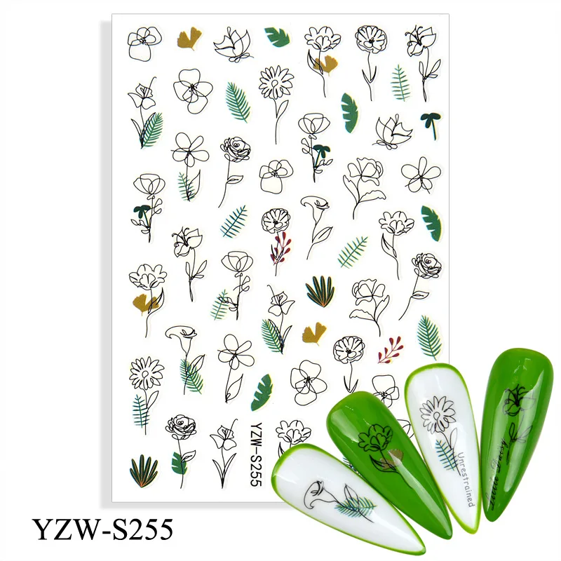 

3D Nail Sticker Olive Branch Flower Slider Nails Art Decoration Wraps Decals Design Adhesive Manicure Tips Stickers Pegatina