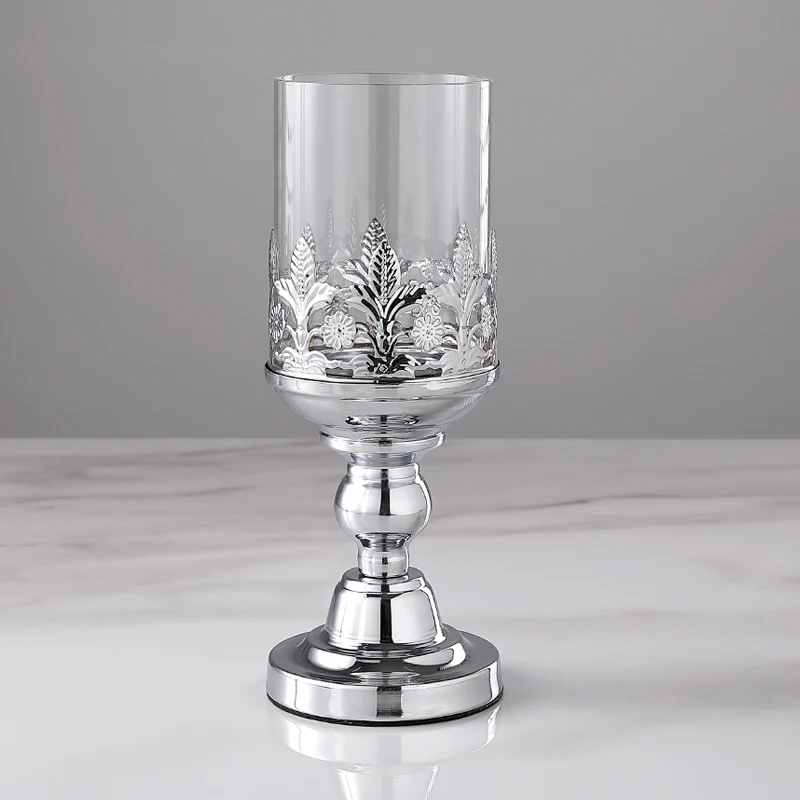 Стеклянный металлический подсвечник в скандинавском стиле винтажный