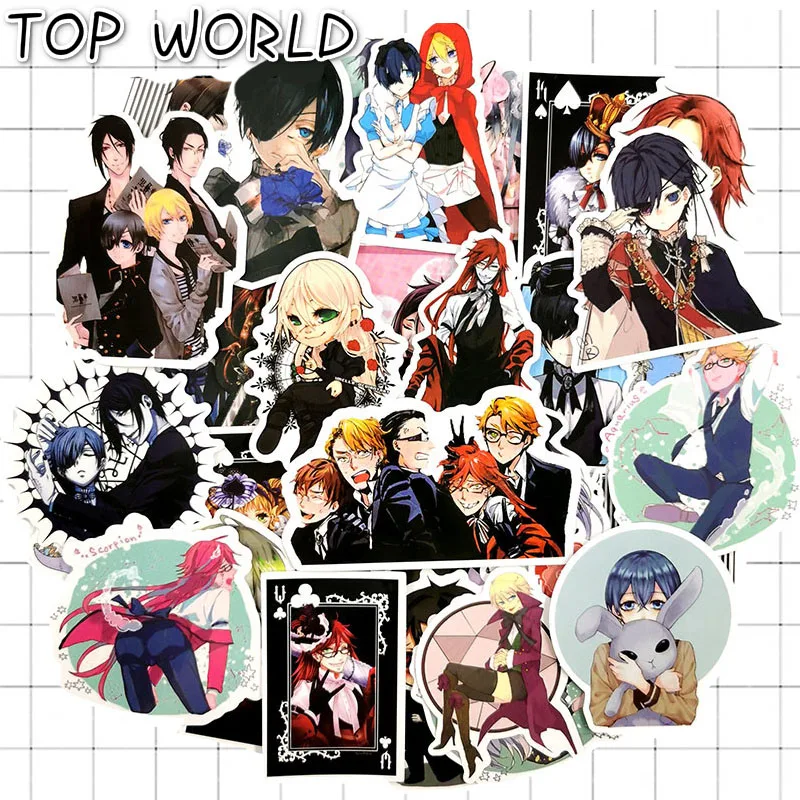 10/50Pcs Japan Anime Black Butler Sticker For Guitar Suitcase Fridge Laptop Poster Stickers Waterproof Skateboard Sticker