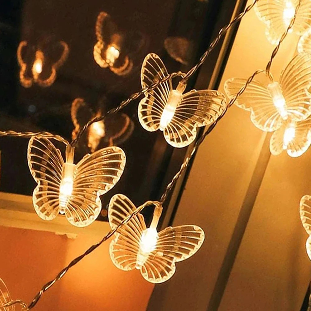 

3 Meters 20 LED Butterfly String Light Battery Operated Garland Fairy Lamp for Bedroom Garden Christmas Wedding Party Decor