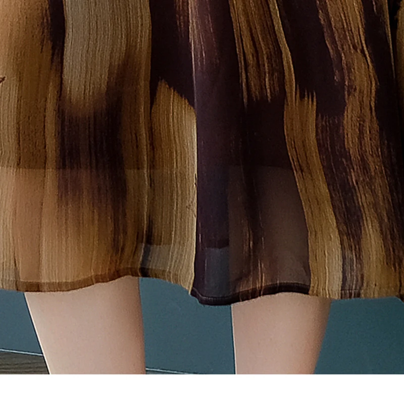 Летнее элегантное шифоновое платье с принтом женское новое v-образным вырезом и