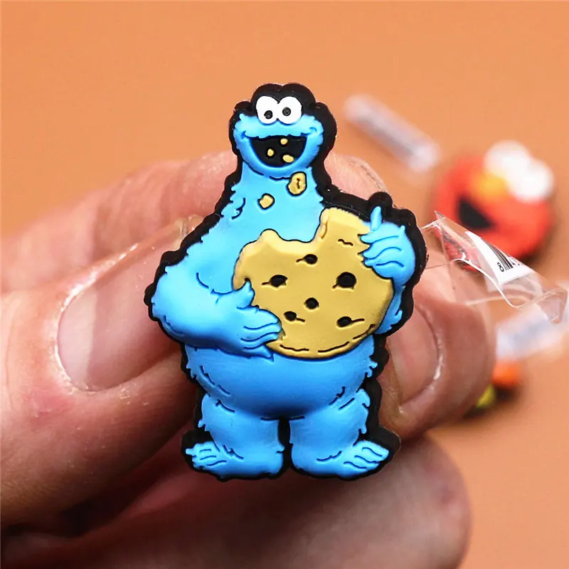 High imitation 1pcs Cartoon PVC Shoe Charms Sesame Street Shoe Accessories Shoe Buckle Decorations fit Croc JIBZ Kids X-mas Gift