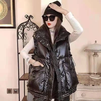 2022 autumn winter women sleeveless vest thick warm cotton padded coats vests black lady clothing gilet femme x425