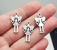 30pcslot 25x14mm antique silver plated guardian angel girl charmsdiy suppliesjewelry accessories
