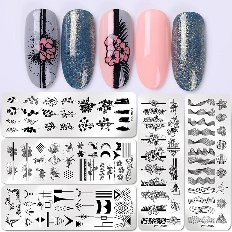 Трафарет для стемпинга ногтей PICT YOU шаблон с изображением цветов и животных