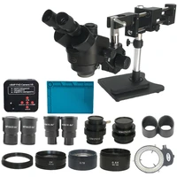 3 5x 180x double arm simulfocal trinocular adjustable zoom soldering microscope 48mp v8 video digital usb camera cell phone kit