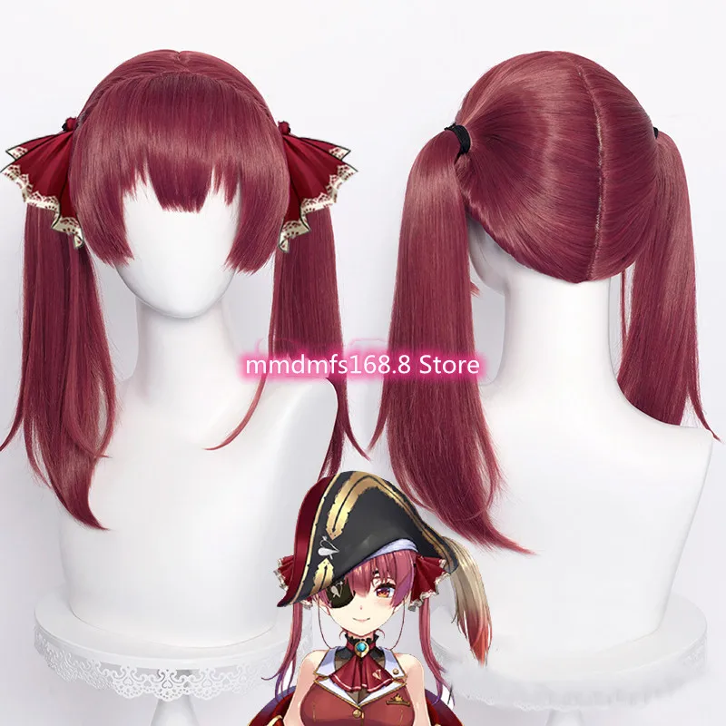 VTuber Houshou морской парик Hololive для девочек Косплей Длинные прямые двойные хвосты