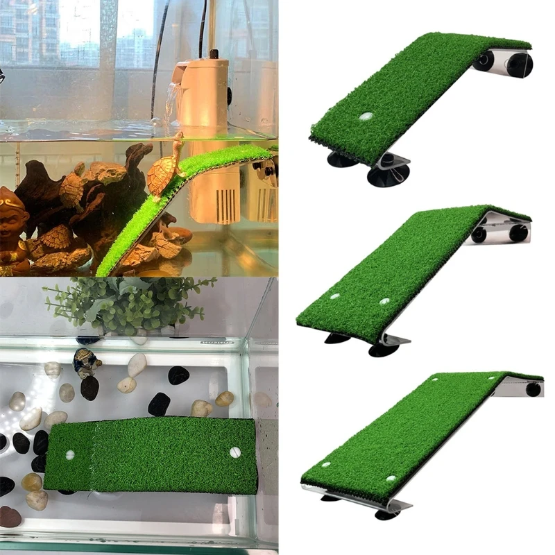 

Reptile Ramp Platform Turtle Basking Rectangular Sunbathing Floating Platform Simulation Natural Lawn Habitat