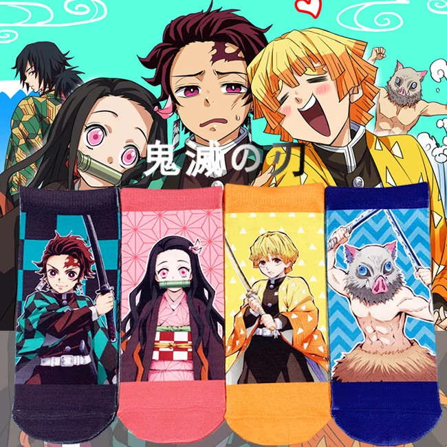 

Anime Demon Slayer Kamado Tanjirou Kamado Nezuko Agatsuma Zenitsu Costume Cosplay Cotton Ankle Socks Unisex Short Sock Gift