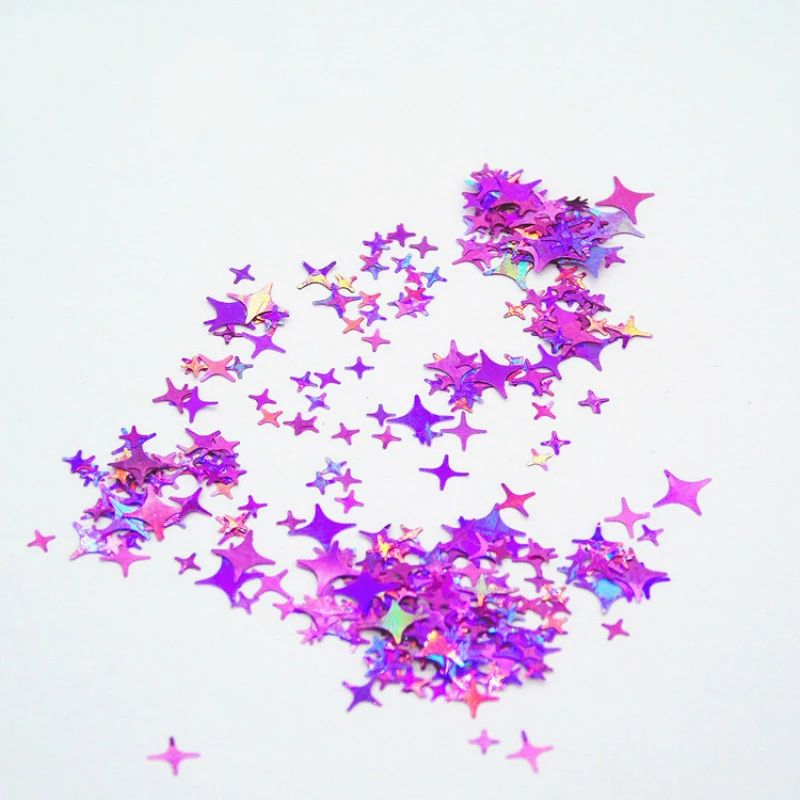Блестки с четырьмя звездами блестящие лазерные украшения для ногтей дизайн