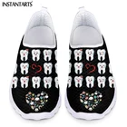 Женские сетчатые кроссовки INSTANTARTS, дышащая обувь на плоской подошве, легкие, мультяшный дизайн зубов, мягкая Летняя обувь