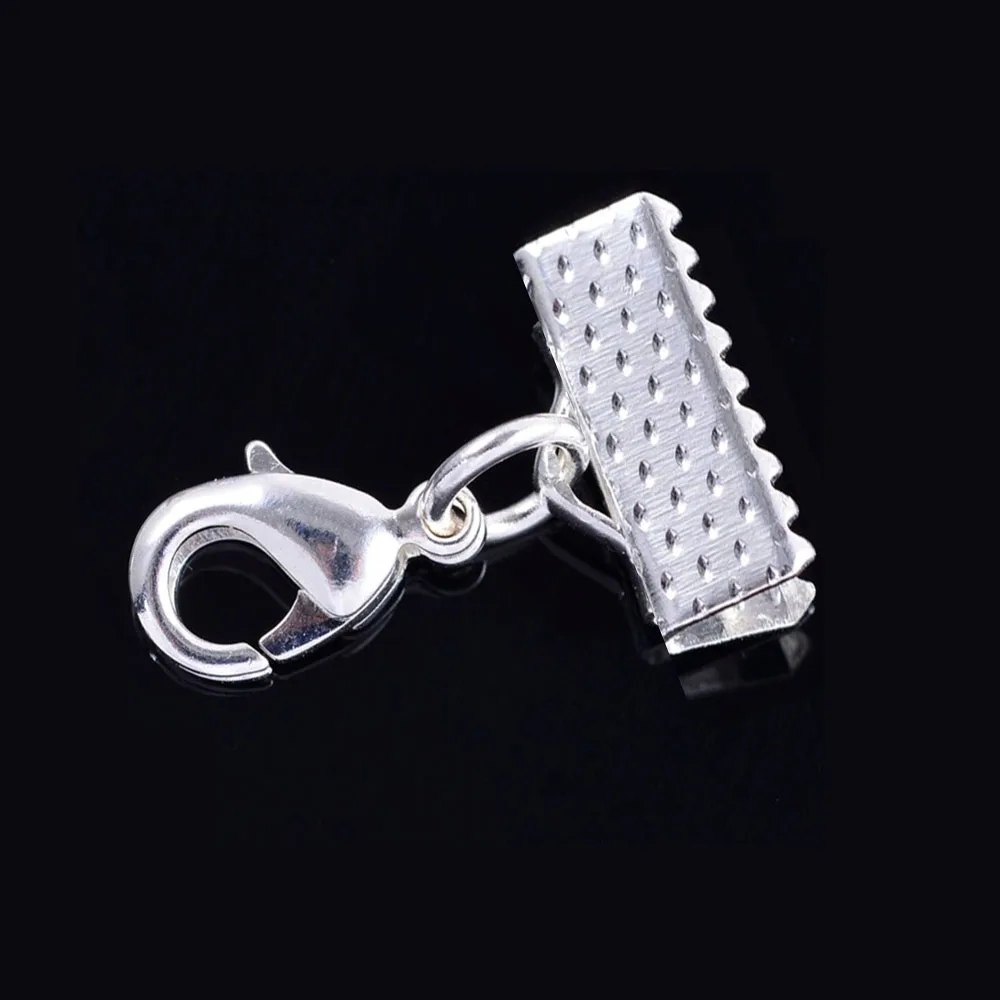 20 шт мм Серебряный цвет кожаный шнур концевые крышки застежки с застежкой Омаров