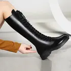 Женские длинные сапоги, новинка 2021, осенне-зимние высокие сапоги на шнуровке для мужчин и женщин, сапоги до колена, рыцарские сапоги небольших размеров