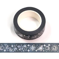 new 1pc 15mm10m silver foil divination washi tape scrapbooking masking tape office adhesive kawaii stationery