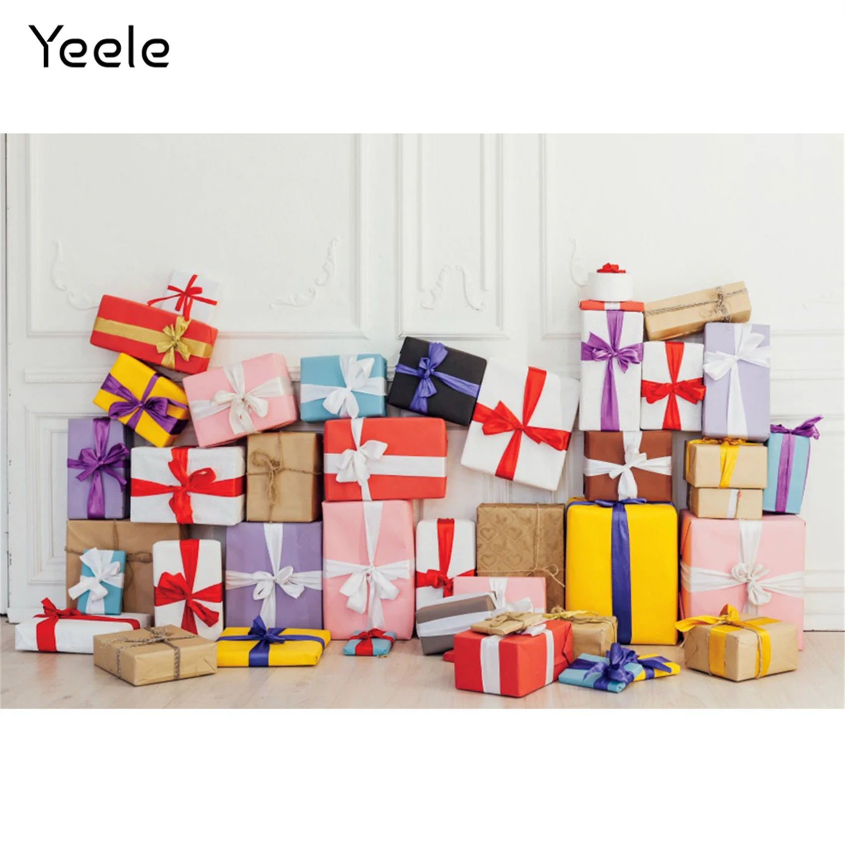 

Yeele Christmas Background White Wall Gift Baby Photography Backdrops Photographic Photo Shoot Booth Photophone Photozone Prop