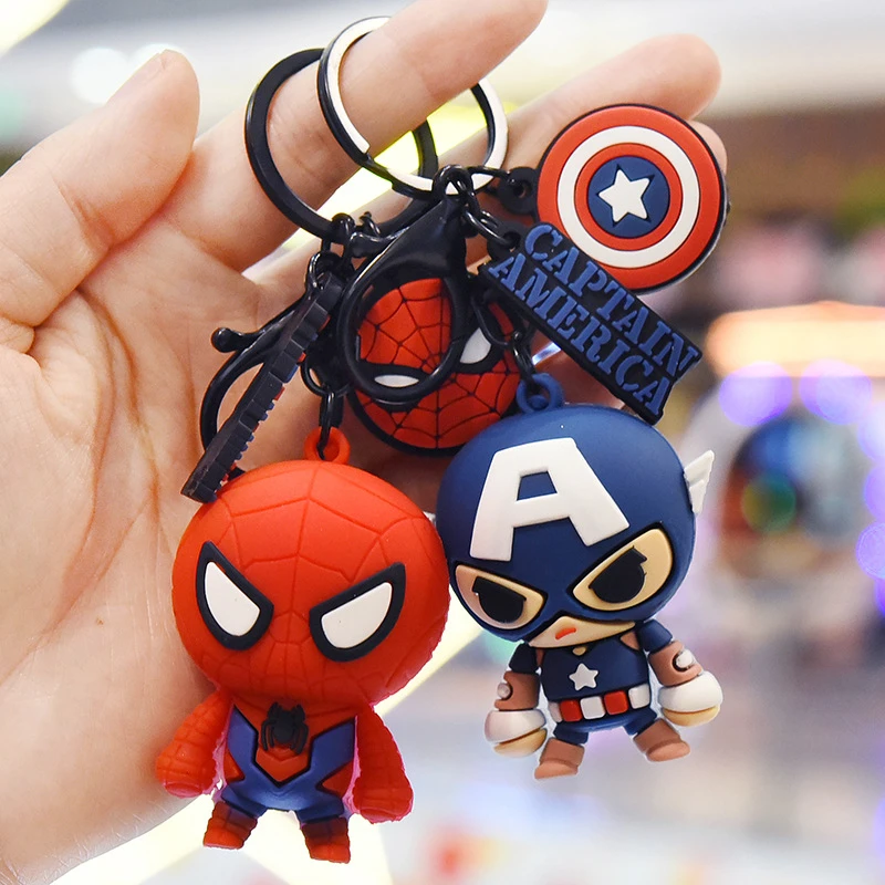 

QVer.Cartoon Anime Marvel Figure Iron Man Hulk Spiderman Superhero Key Chain Ornaments Action Collectible Model Decorations Doll