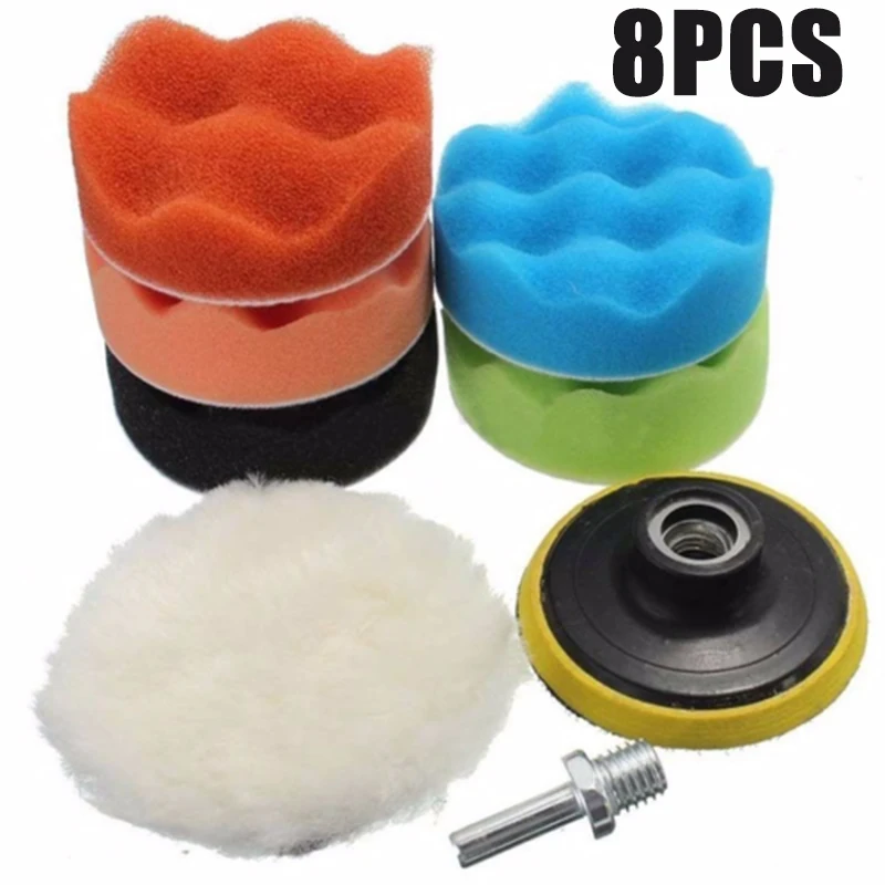 

Wave Car Sponge Kit Foam Pad Reuseable Set 8pcs 75mm Wheel Buffing Care