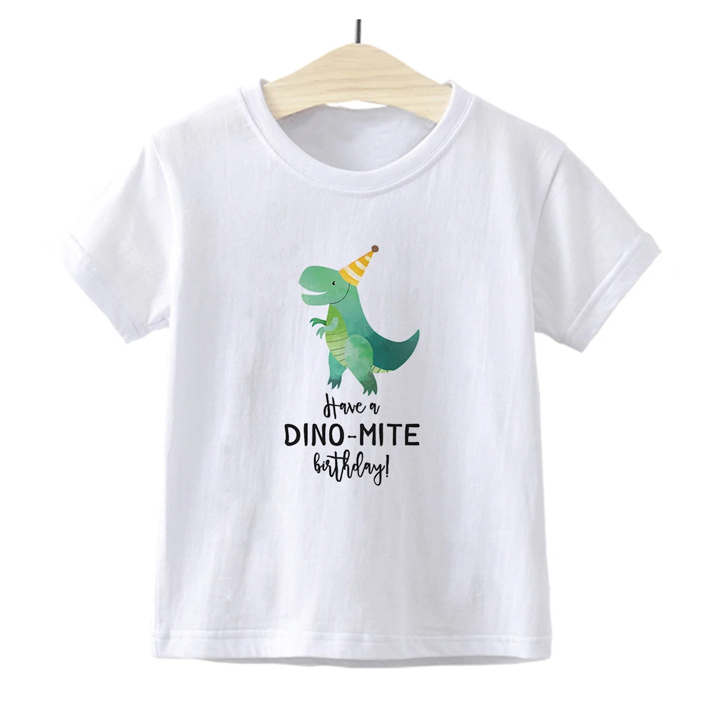 

Baby Child Clothes Kawaii Animal Printed Little Dinosaur Boys Girls Happy Birthday T-shirts Fashion Kids Gift Tops shirt