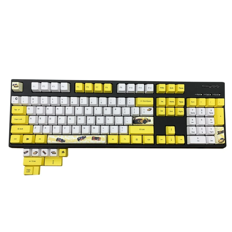 

Racing Keycap 104+Key Height PBT Sublimation Keycap General Mechanical Keyboard Compatible with Black Jazz AKKO, Etc.