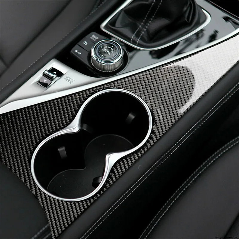 

Car Styling Accessories For Infiniti Q50 2014-2019 Carbon Fiber Interior Water Cup Holder Panel Trim Cover Automotive Goods