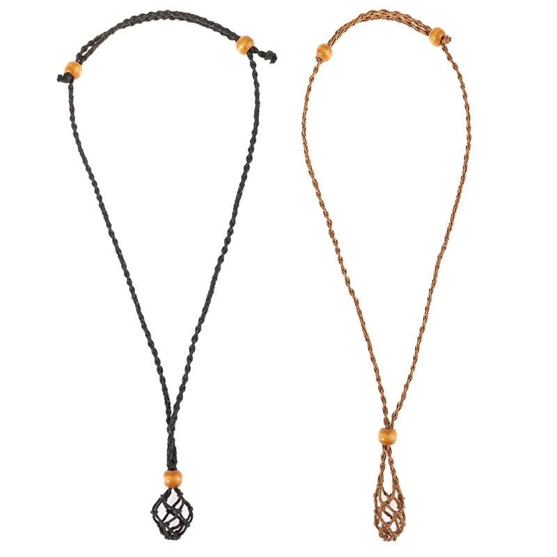 

Necklace Cord Empty Stone Holder, Large Crystal Pendants Necklace Rope Adjustable Quartz Raw Stone Cord