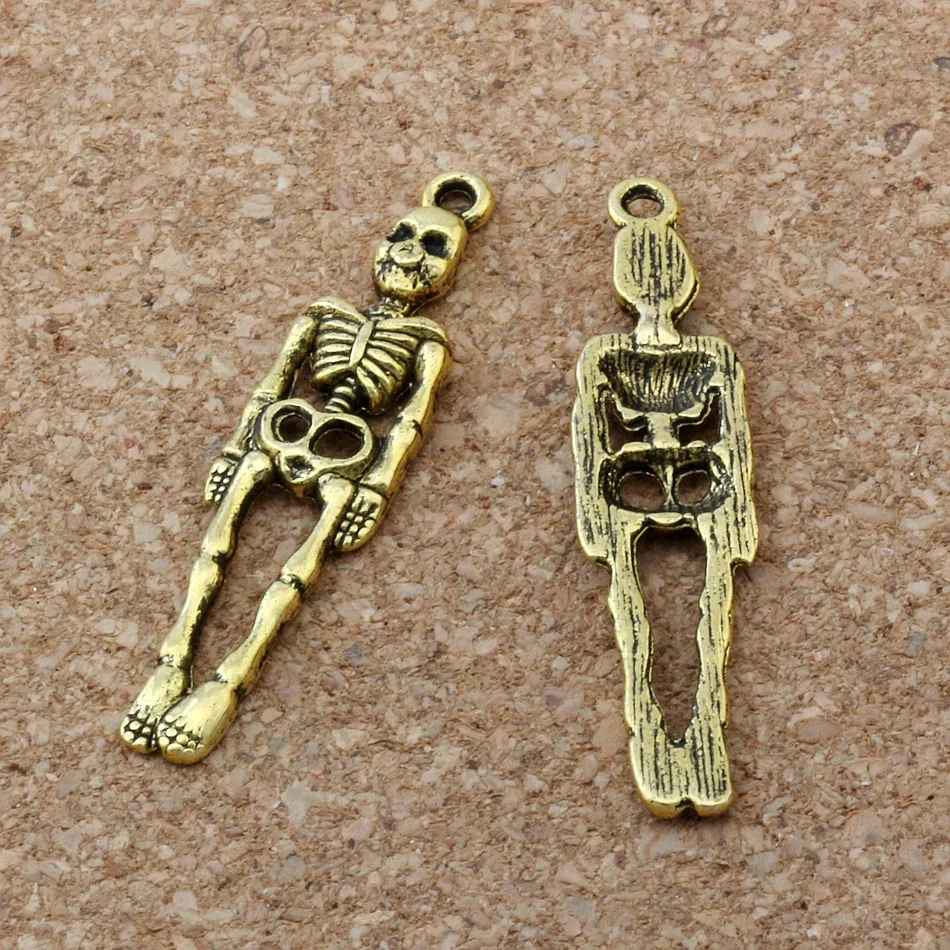 50 шт. цинковый сплав скелет человека бусины в форме черепа 39x9 мм Цвет покрытые