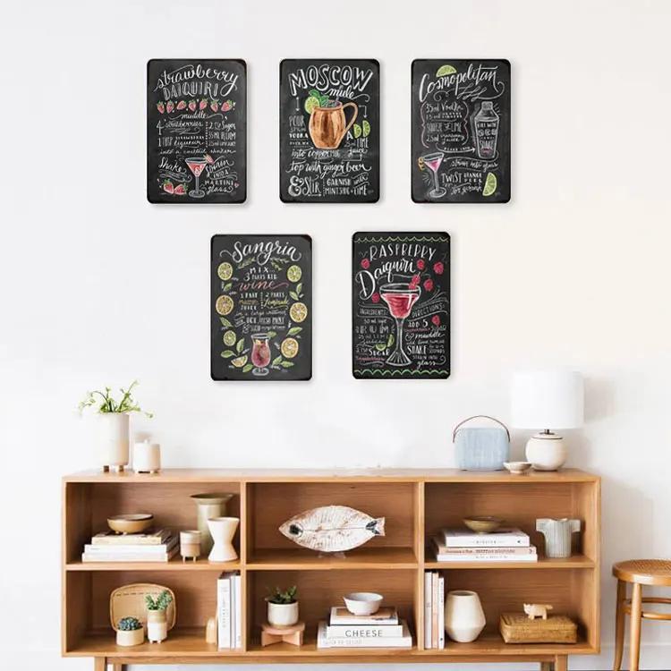 Коктейль Маргарита в ретро стиле винтажный металлический жестяной знак