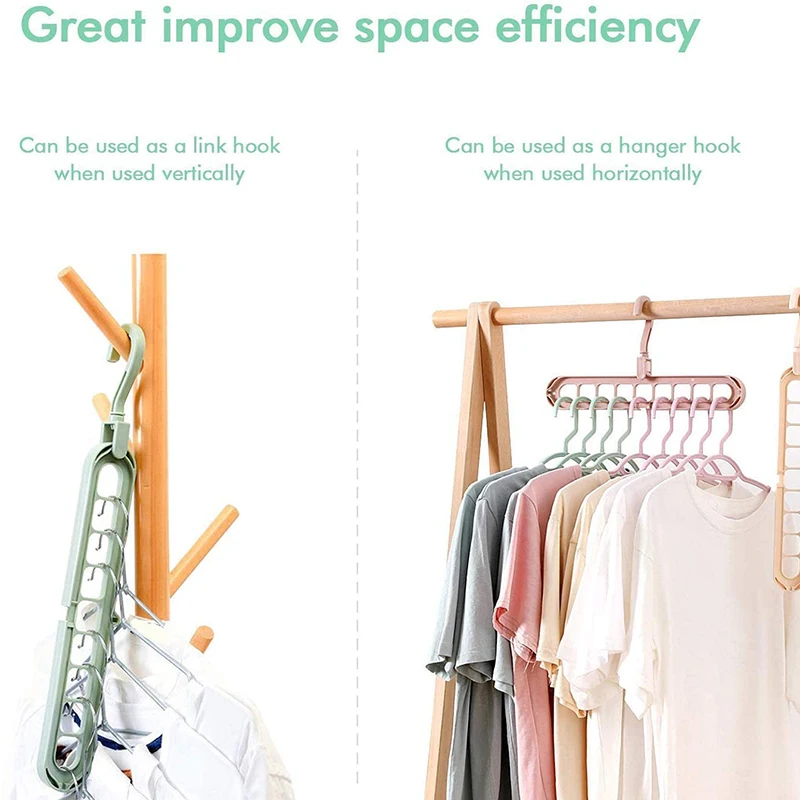

Magic Clothes Hangers, 8 Pack Wardrobe Hangers Multi Functional Closet Hangers Rotate Anti-Skid Folding Hanger