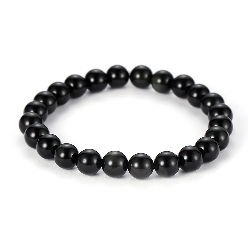 6mm 8mm 10mm 12mm Classic Black Obsidian Bead Bracelet Bangle Men Simple Elastic String Buddha beads Jewelry 2019 Fashion | Украшения и