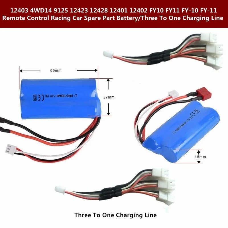 

4WD14 9125 12423 12428 12401 12402 12403 12428 FY10 FY11 RC Car Spare Parts Battery/3 In 1 Charging Line For RC Buggy Accessory
