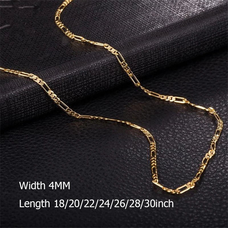 

2021 New Fashion 4mm Classic Figaro Chain Necklace Men Stainless Steel Gold Color Long Necklace For Men Women Chain Jewelry