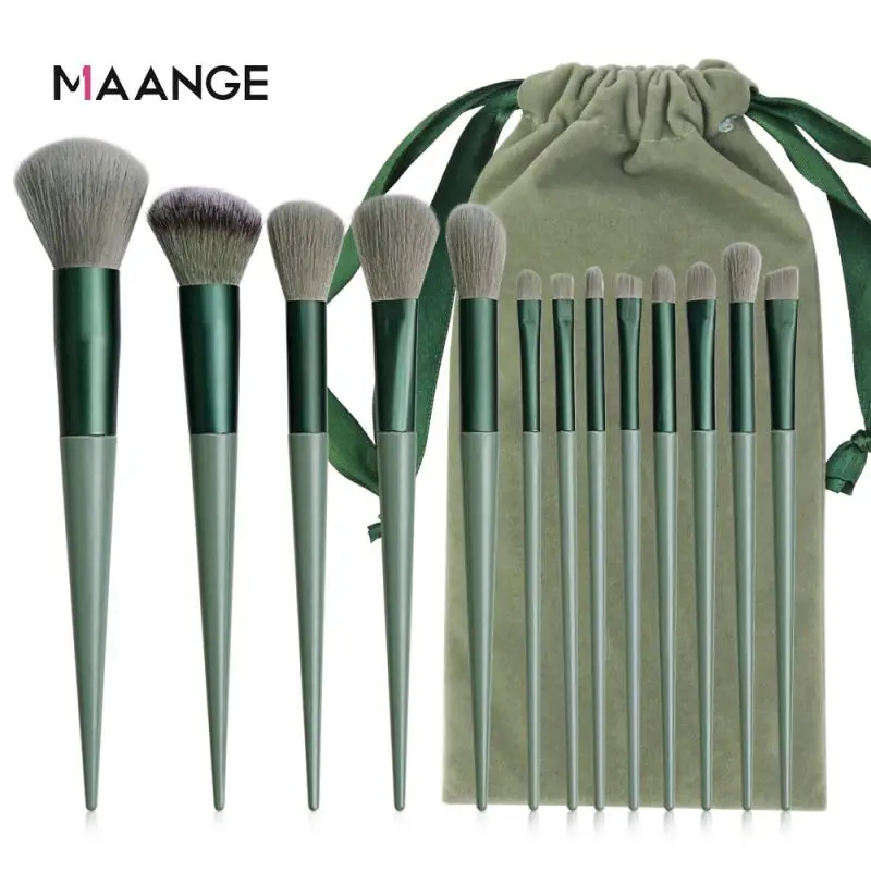 

13Pcs/set Makeup Brushes Green Beauty Tools Professional Eyeshadow Eyebrow Concealer Foundation Blush Powder Brush Soft Hair