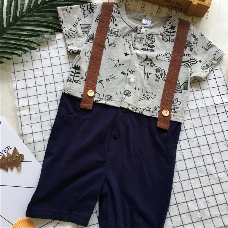 Летняя одежда Tonytaobaby новый стиль мужской комбинезон с открытыми бретелями для