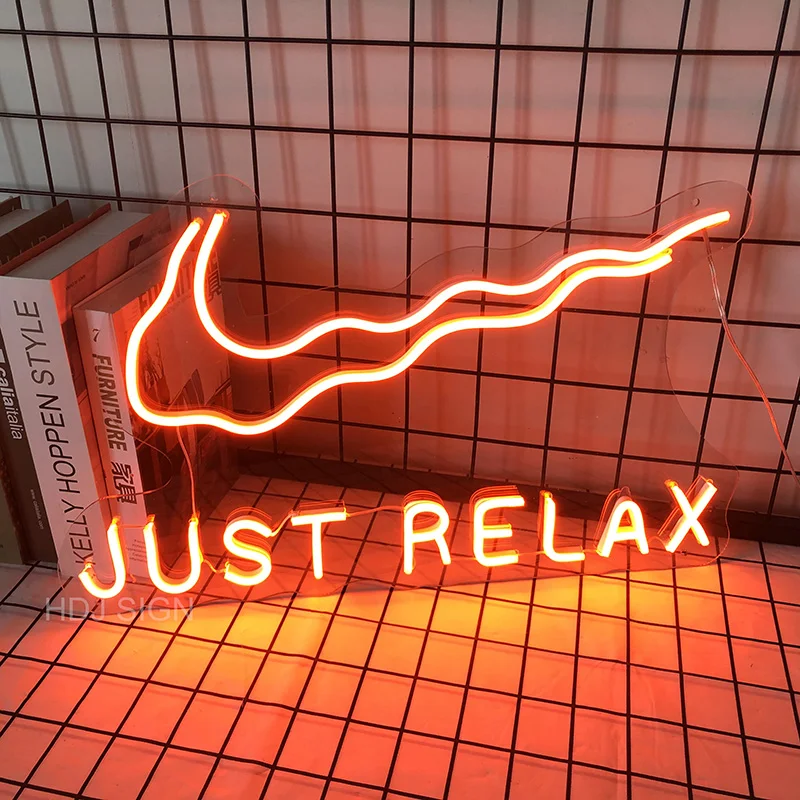 Неоновая светодиодная вывеска Just Relax с логотипом на заказ для спальни бара