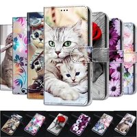 mi 10 pro magnetic leather flip case for etui xiaomi mi poco m3 x3 nfc big cat hugs kitten animal flower wallet cover