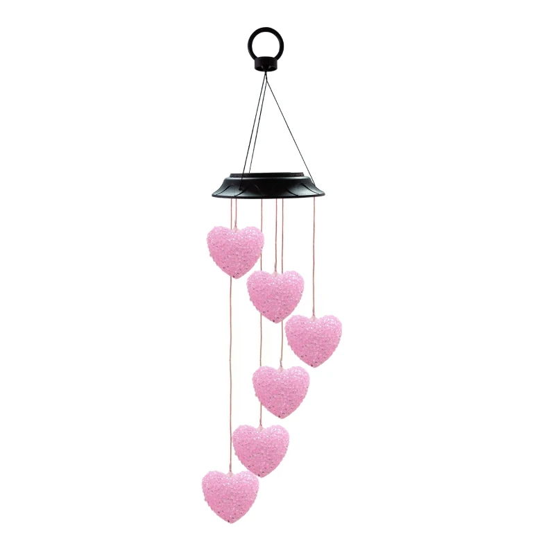 

Family Party Outdoor Romantic Lamp Wind Chimes Solar Heart Wind Chimes Color Changing Home Outdoor Hanging Decorative Dropship