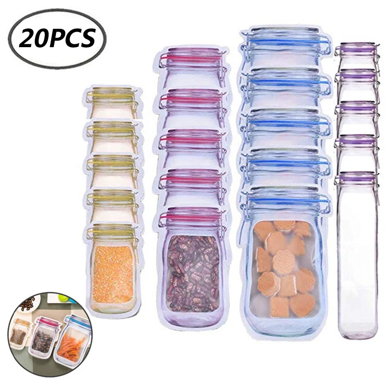 Многоразовые бутылки для Мейсона мешки орехов конфет печенья сумка на молнии