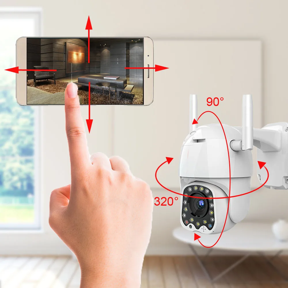 1080P Outdoor PTZ IP Camera Auto Tracking 2MP Cloud Home Security Wifi Camera 4X Digital Zoom Speed Dome Camera with Siren Light