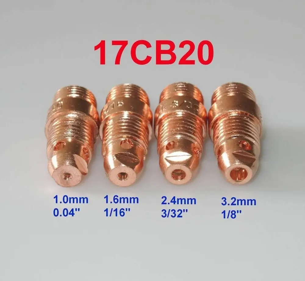 10 шт. 1/8 &quot3 2 мм 17CB20 короткий цанговый соединитель для WP17 18 26 TIG сварочный