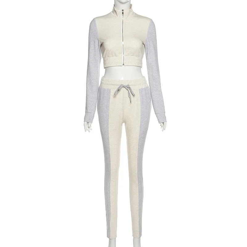 

Autumn Winter Women Casual Sports Fashion Skinny Solid Navel Two Piece Set Top and Pants Tracksuit Sweatsuit Outfits Jogging